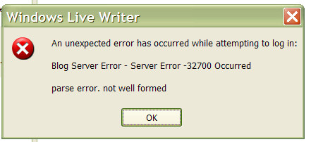     Blog Server Error - Server Error -32700 Occurred